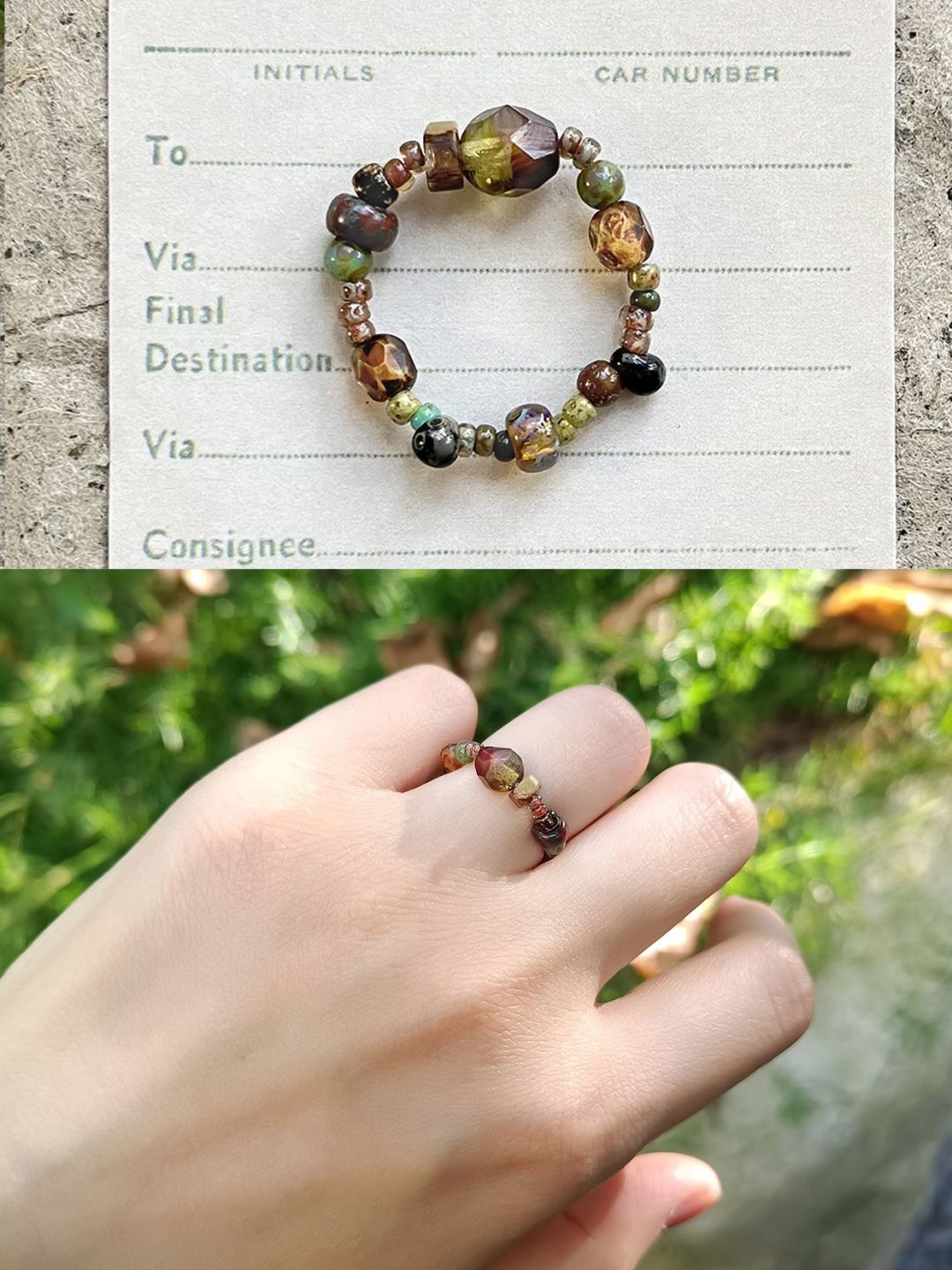 "Original, Niche, and Unique Natural Stone Rings (Default 6cm Elastic Cord)"