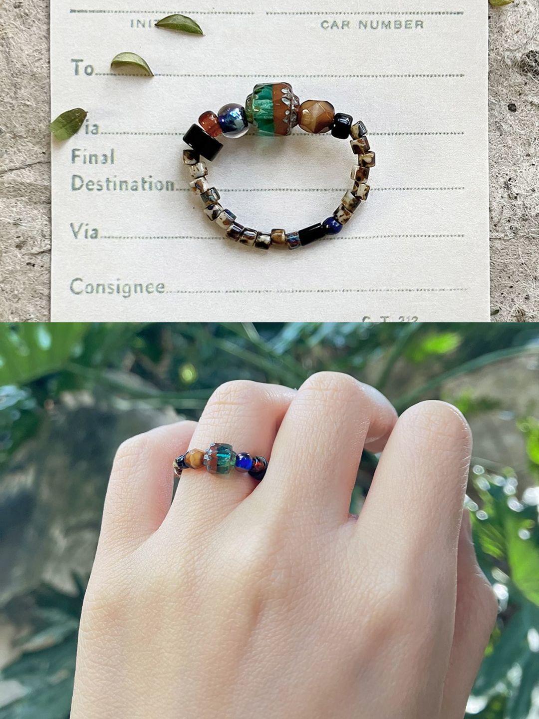 "Original, Niche, and Unique Natural Stone Rings (Default 6cm Elastic Cord)"