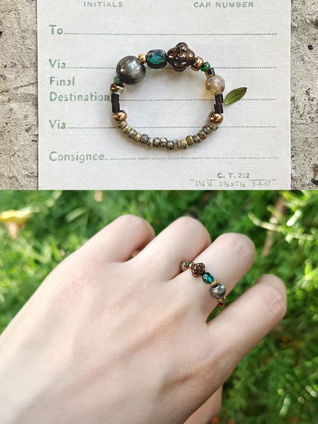 "Original, Niche, and Unique Natural Stone Rings (Default 6cm Elastic Cord)"