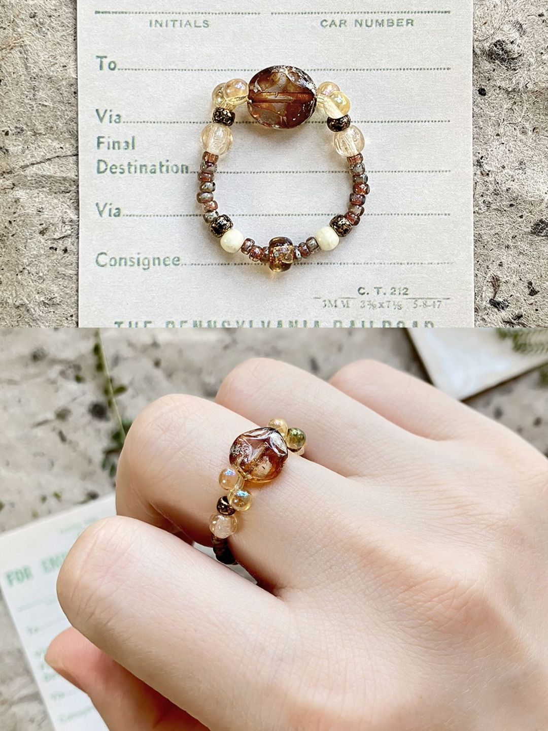 "Original, Niche, and Unique Natural Stone Rings (Default 6cm Elastic Cord)"